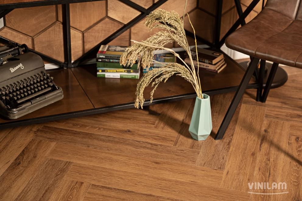 Ламинат Vinilam Parquet Herringbone Glue Де Вилль